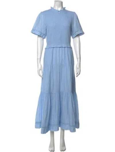Pre-owned Me+em Mock Neck Long Dress In Blue