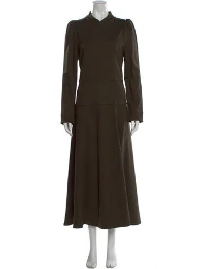 Pre-owned Me+em Mock Neck Long Dress In Green