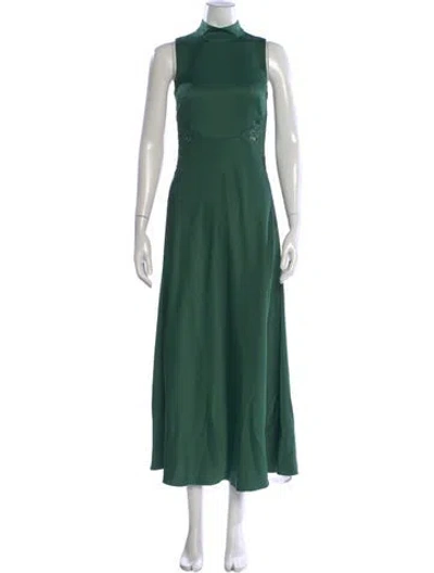 Pre-owned Me+em Mock Neck Long Dress In Green