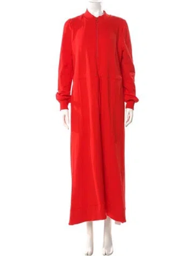 Pre-owned Me+em Mock Neck Long Dress In Red