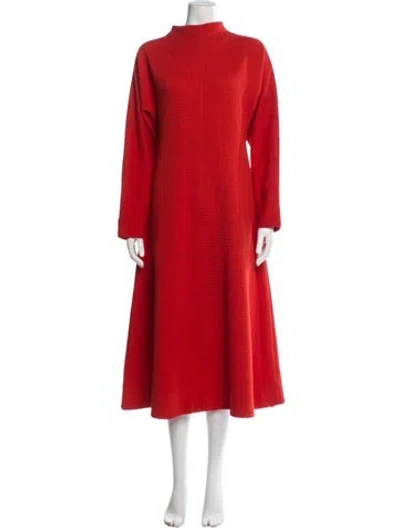 Pre-owned Me+em Mock Neck Long Dress In Red