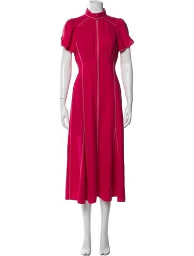 Pre-owned Me+em Mock Neck Long Dress In Red