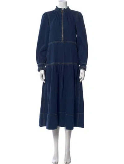 Pre-owned Me+em Mock Neck Long Dress W/ Tags In Blue