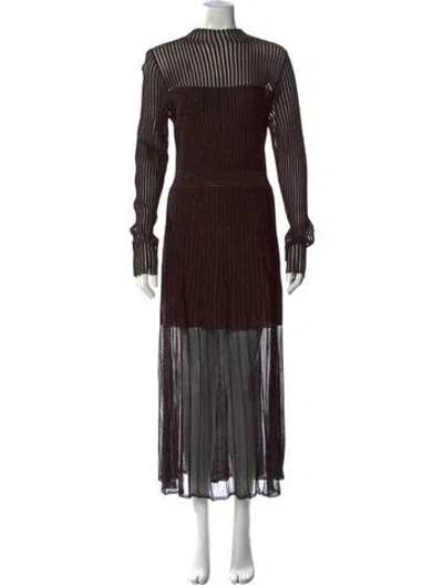 Pre-owned Me+em Mock Neck Long Dress W/ Tags In Brown