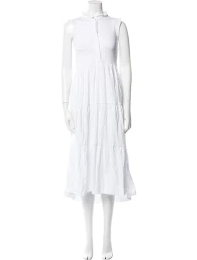 Pre-owned Me+em Mock Neck Long Dress In White