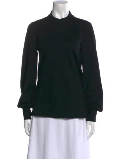 Pre-owned Me+em Mock Neck Long Sleeve Blouse In Blue