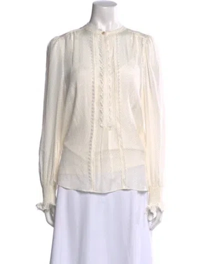 Pre-owned Me+em Mock Neck Long Sleeve Blouse W/ Tags In Neutral
