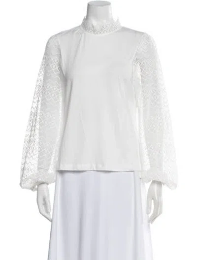 Pre-owned Me+em Mock Neck Long Sleeve Blouse W/ Tags In White