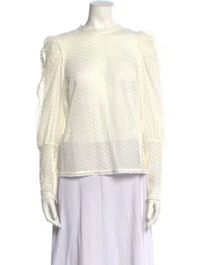 Pre-owned Me+em Mock Neck Long Sleeve Blouse In White