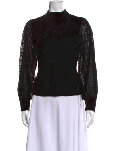 Pre-owned Me+em Mock Neck Long Sleeve Top In Black