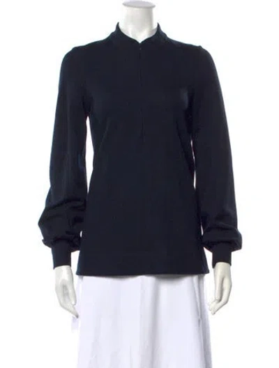 Pre-owned Me+em Mock Neck Long Sleeve Top In Blue
