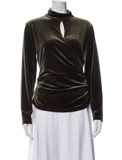 Pre-owned Me+em Mock Neck Long Sleeve Top In Brown