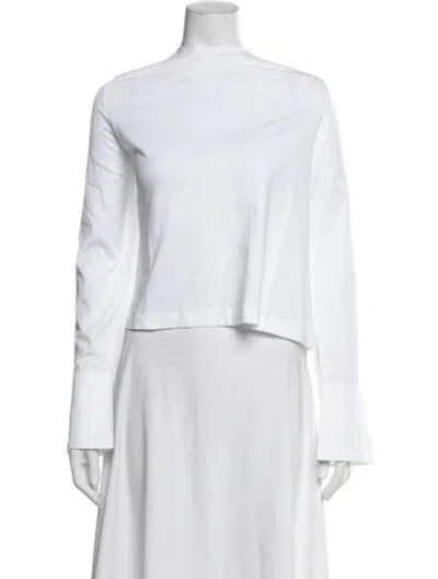 Pre-owned Me+em Mock Neck Long Sleeve Top In Neutrals/white