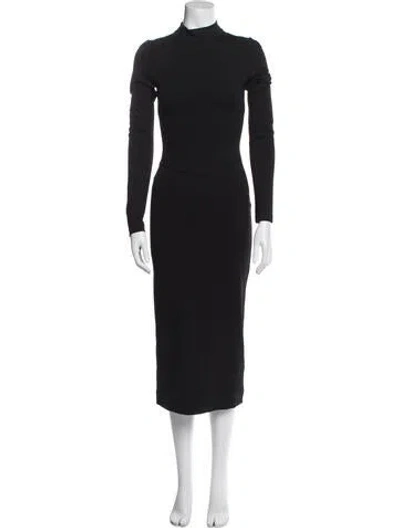 Pre-owned Me+em Mock Neck Midi Length Dress In Black