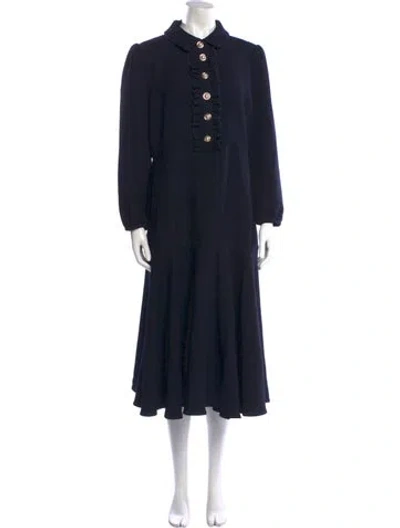 Pre-owned Me+em Mock Neck Midi Length Dress In Blue