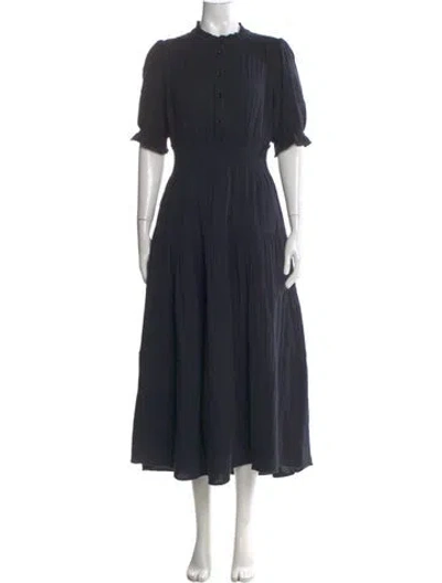 Pre-owned Me+em Mock Neck Midi Length Dress In Blue