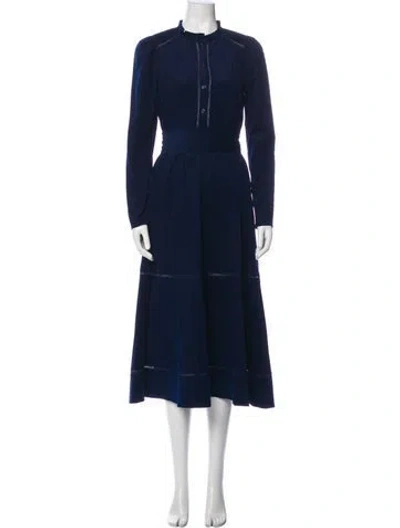 Pre-owned Me+em Mock Neck Midi Length Dress In Blue