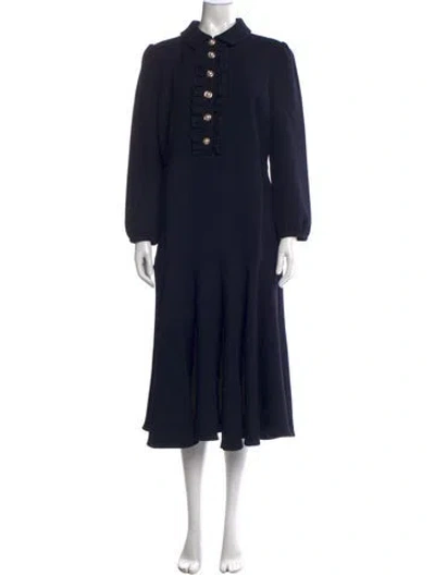Pre-owned Me+em Mock Neck Midi Length Dress In Blue