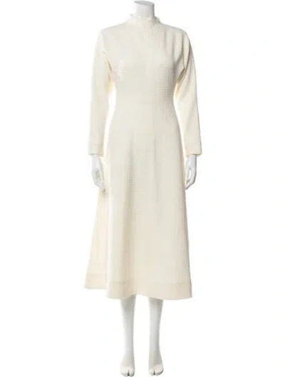 Pre-owned Me+em Mock Neck Midi Length Dress In Neutral