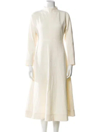 Pre-owned Me+em Mock Neck Midi Length Dress In Neutral