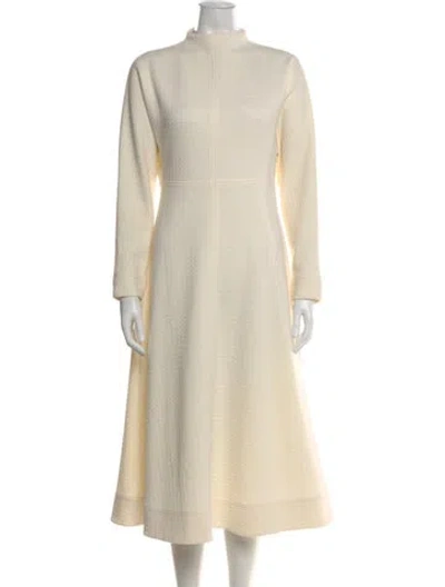 Pre-owned Me+em Mock Neck Midi Length Dress In Neutral