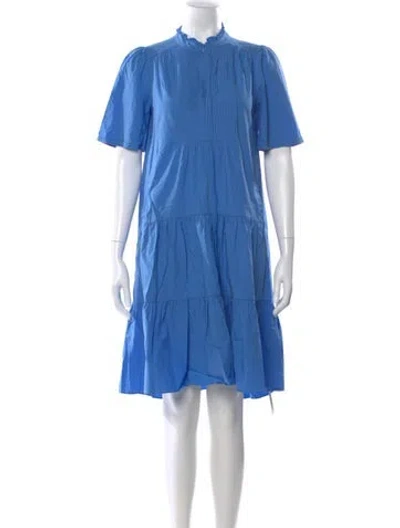 Pre-owned Me+em Mock Neck Mini Dress In Blue