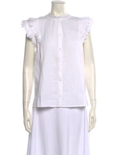 Pre-owned Me+em Mock Neck Short Sleeve Blouse W/ Tags In White