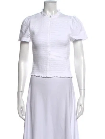 Pre-owned Me+em Mock Neck Short Sleeve Top In White