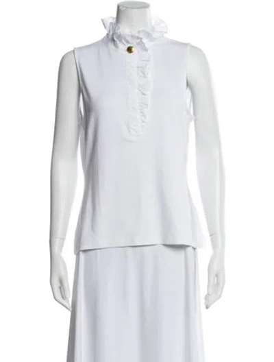 Pre-owned Me+em Mock Neck Sleeveless Polo In White