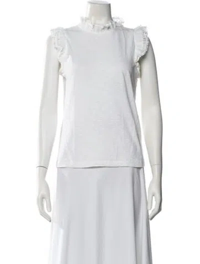 Pre-owned Me+em Mock Neck Sleeveless Top In White