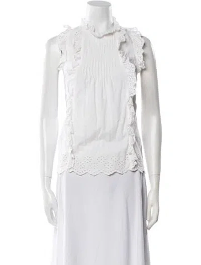 Pre-owned Me+em Mock Neck Sleeveless Top In White