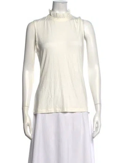 Pre-owned Me+em Mock Neck Sleeveless Top In White