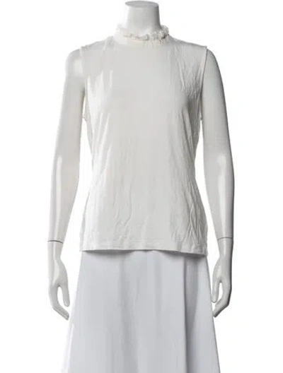Pre-owned Me+em Mock Neck Sleeveless Top In White