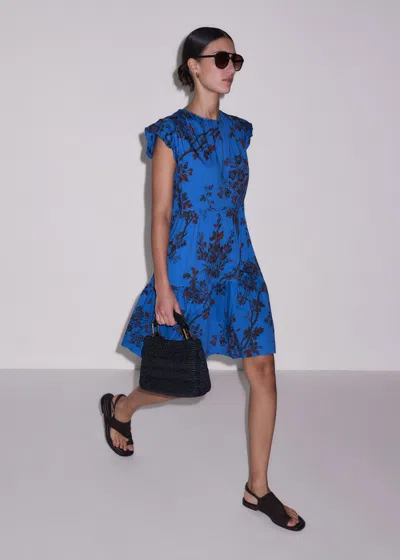 Me+em Modern Botanical Tiered Short Dress Blue Multi