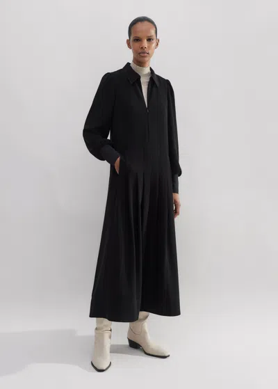 Me+em Modern Twill Pleated Maxi Dress In Black