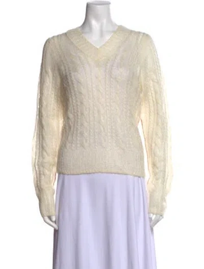Pre-owned Me+em Mohair V-neck Sweater W/ Tags In Neutrals