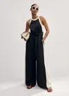 Me+em Monochrome Halterneck Jumpsuit + Belt In Black/cream