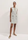 Me+em Monochrome Tweed Layering Mini Dress In Ivory