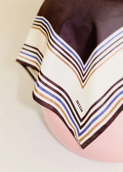 Me+em Multi Border Scarf Chocolate Multi