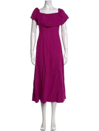 Pre-owned Me+em Off-the-shoulder Midi Length Dress In Purple