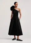 Me+em One Shoulder Midi Dress + Corsage In Black