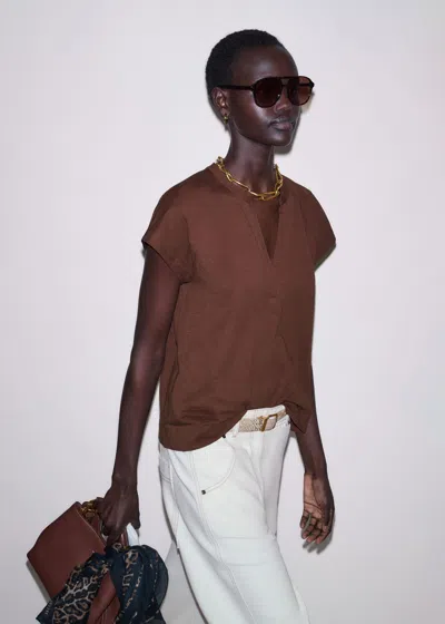 Me+em Open Placket Swing Top Cinnamon Brown