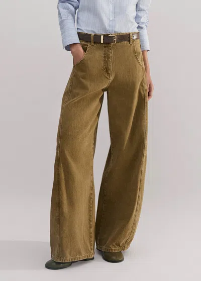 Me+em Organic Cotton Engineered Pant In Bronzed Green