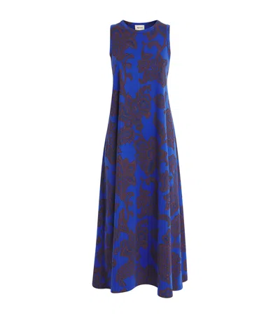 Me+em Ornate Lace Floral Print Swing Maxi Dress Blue Multi In Animal Print