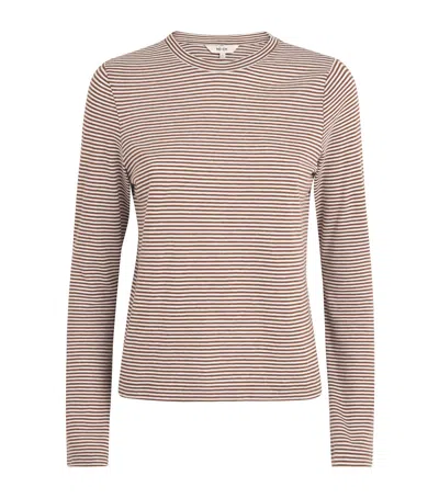 Me+em Organic Cotton Stripe Long-sleeve Top In Brown