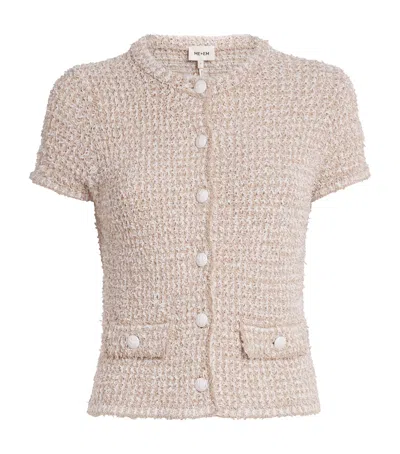Me+em Organic Cotton-blend Tweed Cardigan In White