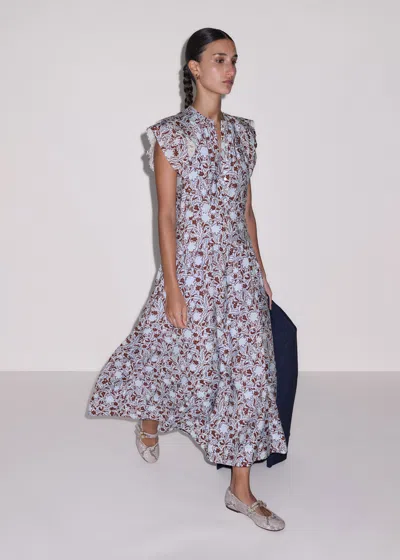 Me+em Over Grown Floral Print Midi Dress Blue Multi