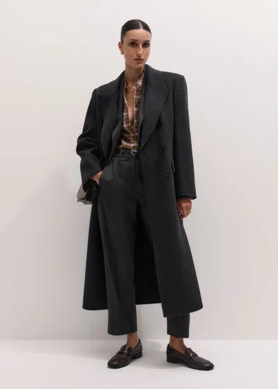 Me+em Oversized Coat Dark Charcoal Melange In Black