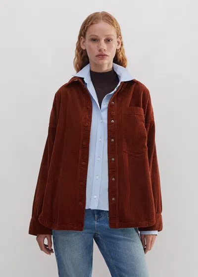 Me+em Oversized Cord Shacket In Conker