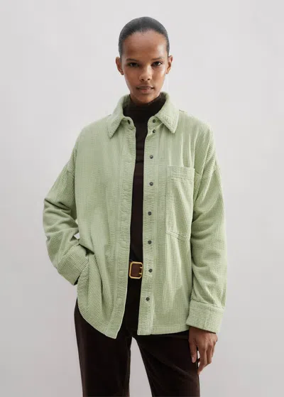 Me+em Oversized Cord Shacket In Fresh Pistachio